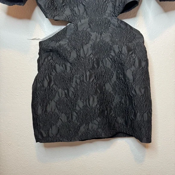 Lulus Romantic Reunion Black Jacquard Cutout Mini Dress Size Large - Picture 3 of 9